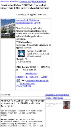 Vorschau der mobilen Webseite df0fn.hsnr.de, HS Niederrhein, Interessengemeinschaft Amateur- und Notfunk