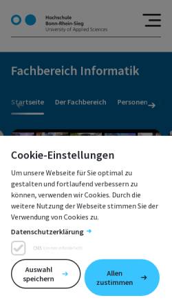 Vorschau der mobilen Webseite www.inf.h-brs.de, Hochschule Bonn-Rhein-Sieg, Fachbereich Informatik