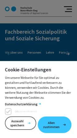 Vorschau der mobilen Webseite www.h-brs.de, Hochschule Bonn-Rhein-Sieg, Fachbereich Sozialversicherung