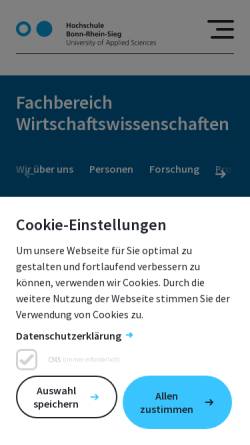 Vorschau der mobilen Webseite www.h-brs.de, Hochschule Bonn-Rhein-Sieg, Fachbereich Wirtschaftswissenschaften