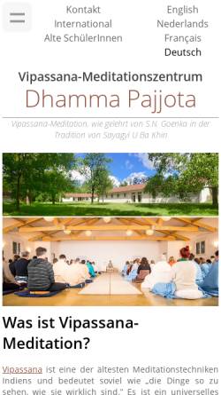 Vorschau der mobilen Webseite www.pajjota.dhamma.org, Vipassana-Meditationszentrum: Die Kunst zu Leben