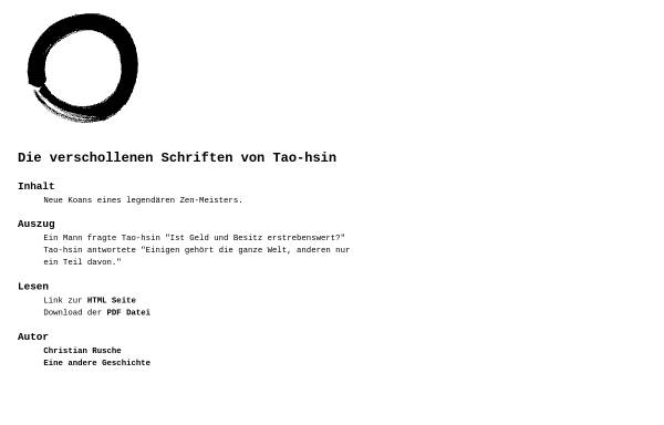 Vorschau von www.raizen.org, Die verschollenen Schriften von Tao-hsin
