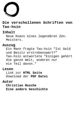 Vorschau der mobilen Webseite www.raizen.org, Die verschollenen Schriften von Tao-hsin