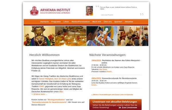 Vorschau von www.aryatara.de, Aryatara Institut - München