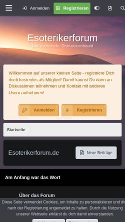 Vorschau der mobilen Webseite www.esoterikerforum.de, Esoterikerforum.de