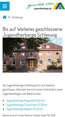 Vorschau der mobilen Webseite schleswig.jugendherberge.de, Jugendherberge Schleswig