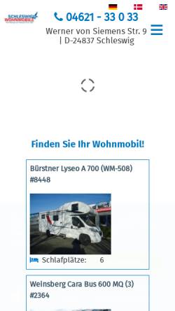 Vorschau der mobilen Webseite www.schleswig-wohnmobile.de, Schleswig Wohnmobile