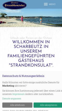 Vorschau der mobilen Webseite strandkonsulat.de, Gästehaus Strandkonsulat