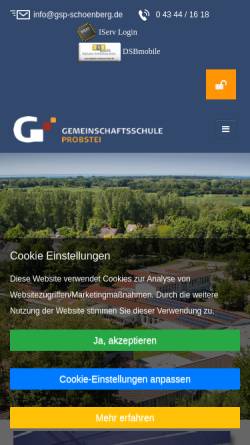 Vorschau der mobilen Webseite www.gsp-schoenberg.de, Gemeinschaftsschule Probstei