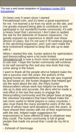 Vorschau der mobilen Webseite femaledwarf.com, Zeherah's Hunter DPS Analyzer