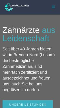 Vorschau der mobilen Webseite www.zahnaerzte-lesum.de, Zahnarztpraxis Bremen Hinkelmann