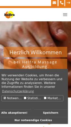 Vorschau der mobilen Webseite www.helfra.de, Helfra Massageausbildungen