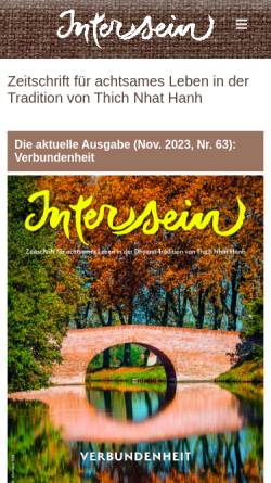 Vorschau der mobilen Webseite www.intersein-zeitschrift.de, Intersein