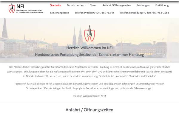 Vorschau von www.nfi-hh.de, Norddeutsches Fortbildungsinstitut für zahnmedizinische Assistenzberufe GmbH