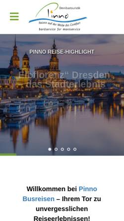 Vorschau der mobilen Webseite pinno-busreisen.de, Pinno Omnibustouristik