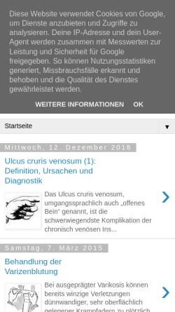 Vorschau der mobilen Webseite krampfadern.blogspot.com, Erfolgreich gegen Krampfader, Besenreiser und Co.