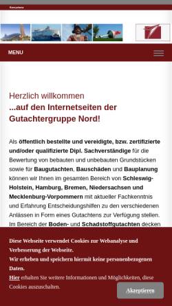 Vorschau der mobilen Webseite www.gutachtergruppe-nord.de, GUTACHTERGRUPPE NORD GmbH & Co. KG 