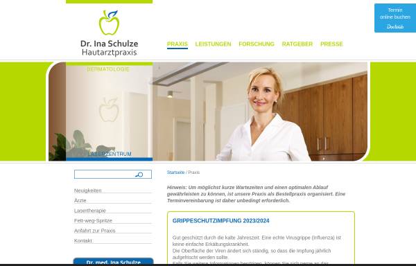 Vorschau von www.hautpraxis-schulze.de, Hautarztpraxis Dr. Ina Schulze