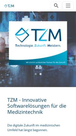 Vorschau der mobilen Webseite www.tzm.de, Transferzentrum Mikroelektronik (TZM) der Steinbeis GmbH & Co. für Technologietransfer