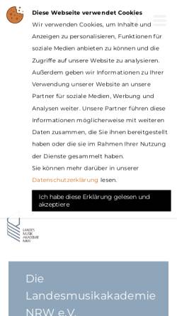 Vorschau der mobilen Webseite www.landesmusikakademie-nrw.de, Landesmusikakademie Nordrhein-Westfalen 