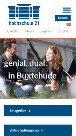 Vorschau der mobilen Webseite www.hs21.de, Hochschule21 gGmbH