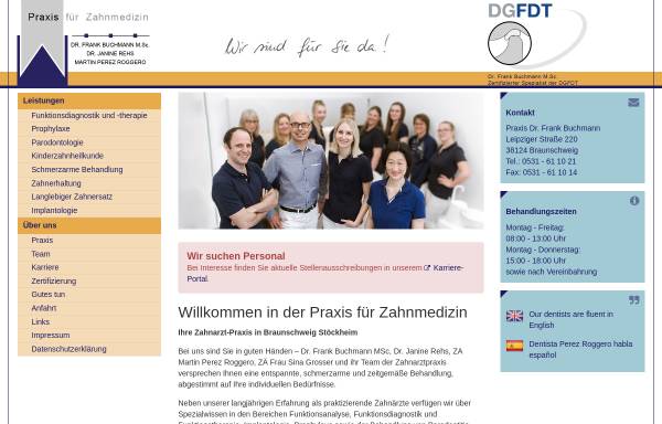 Vorschau von www.zahnarzt-buchmann.de, Dr. Frank Buchmann & Dr. Janine Rehs