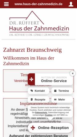 Vorschau der mobilen Webseite www.haus-der-zahnmedizin.de, Haus der Zahnmedizin, Gemeinschaftspraxis Rüffert, Lübke und Wischniowski