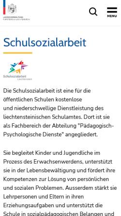Vorschau der mobilen Webseite www.schulsozialarbeit.li, SSA, Schulsozialarbeit Liechtenstein - Projektkoordination Schulzentrum Triesen