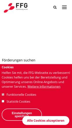 Vorschau der mobilen Webseite www.ffg.at, Österreichische Forschungsförderungsgesellschaft mbH (FFG)