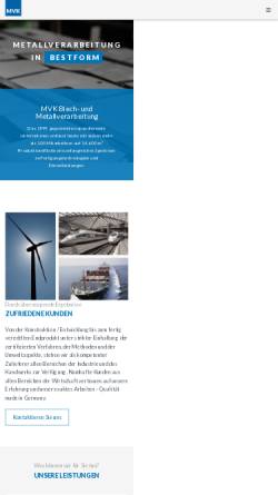 Vorschau der mobilen Webseite www.mvk-metall.de, MVK - Blech- und Metallverarbeitung