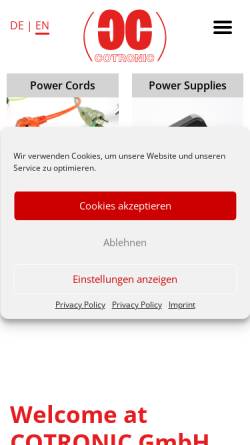 Vorschau der mobilen Webseite cotronic.de, Cotronic Elektronische Systeme GmbH