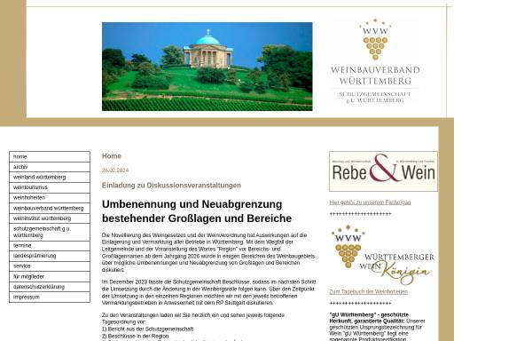 Vorschau von www.weinbauverband-wuerttemberg.de, Weinbauverband Württemberg e. V.