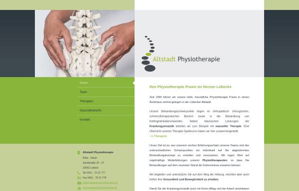 Vorschau von www.physiotherapie-luebeck.de, Praxis für Krankengymnastik, Barbara Battermann und Meike Sauer
