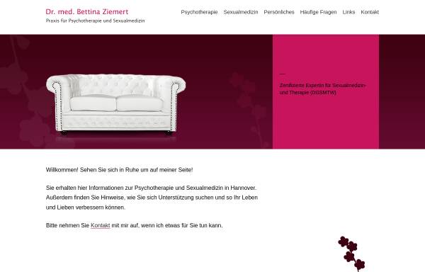 Vorschau von www.sexual-therapie.de, Dr. med. Bettina Ziemert