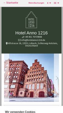 Vorschau der mobilen Webseite www.hotelanno1216.de, Hotel Anno 1216