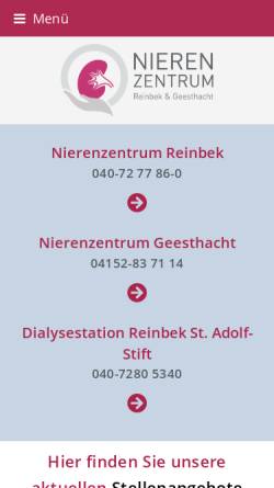 Vorschau der mobilen Webseite dialyse-reinbek.de, Nephrologisches Zentrum Reinbek-Geesthacht
