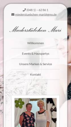 Vorschau der mobilen Webseite www.miederstuebchen-mari.de, Miederstübchen Mari