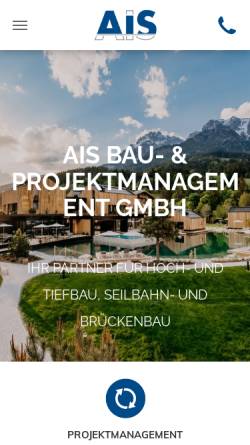 Vorschau der mobilen Webseite www.ais-baumanagement.at, AIS Bau- und Projektmanagement GmbH