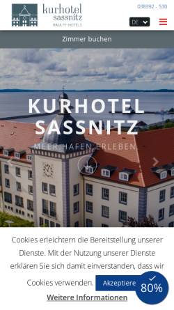 Vorschau der mobilen Webseite www.kurhotelsassnitz.de, Kurhotel Sassnitz