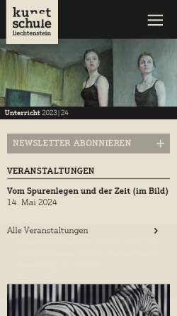 Vorschau der mobilen Webseite www.kunstschule.li, Kunstschule Liechtenstein