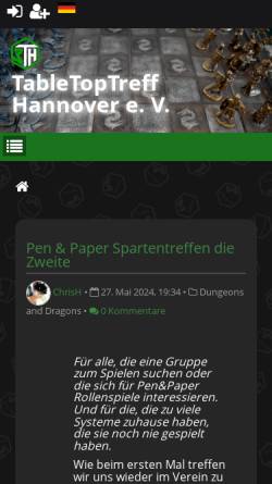 Vorschau der mobilen Webseite tabletoptreff-hannover.de, 3TH - TableTopTreff - Hannover e.V.