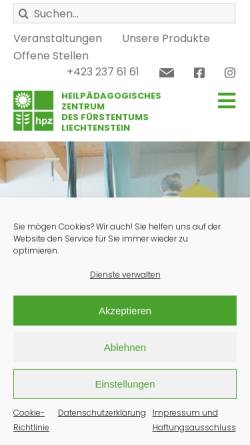Vorschau der mobilen Webseite www.hpz.li, Heilpädagogisches Zentrum (HPZ) des Fürstentums Liechtenstein