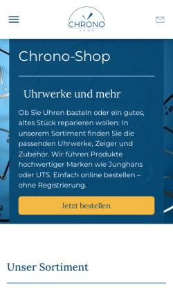 Vorschau der mobilen Webseite www.quarzuhrwerke.de, Chrono-Shop Andreas Vogelgesang