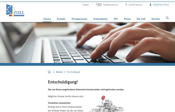 Vorschau von www.zoll.de, Zoll Fachbegriffe, Bundesministerium der Finanzen