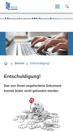 Vorschau der mobilen Webseite www.zoll.de, Zoll Fachbegriffe, Bundesministerium der Finanzen