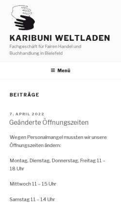 Vorschau der mobilen Webseite karibuni-weltladen.de, Karibuni Weltladen