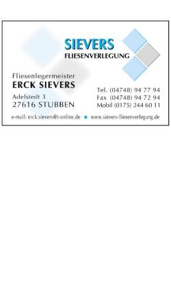 Vorschau der mobilen Webseite www.sievers-fliesenverlegung.de, Sievers Fliesenverlegun Stubben