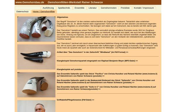 Vorschau von www.gemshornbau.de, Gemshornflötenwerkstatt Rainer Schwarze