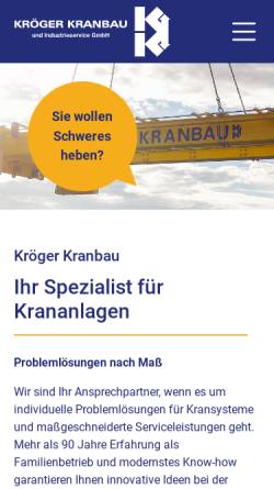 Vorschau der mobilen Webseite www.kroeger-kranbau.de, Ernst Kröger GmbH