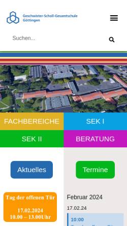 Vorschau der mobilen Webseite www.gsg-goettingen.de, Geschwister-Scholl-Gesamtschule